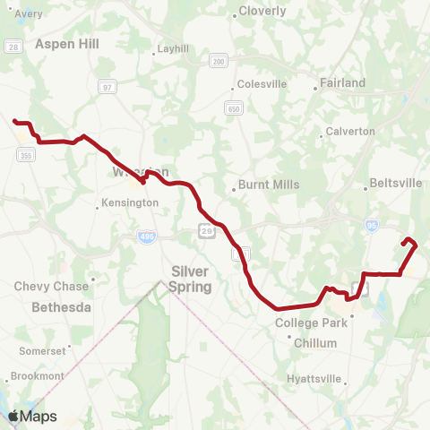 Metrobus Greenbelt-Twinbrook map