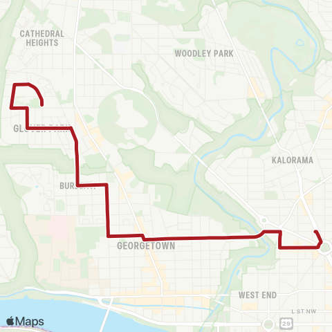 Metrobus Glover Park-Dupont Circle map