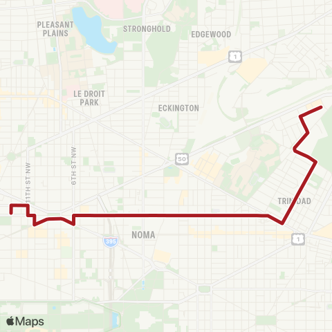 Metrobus Ivy City - Franklin Square map