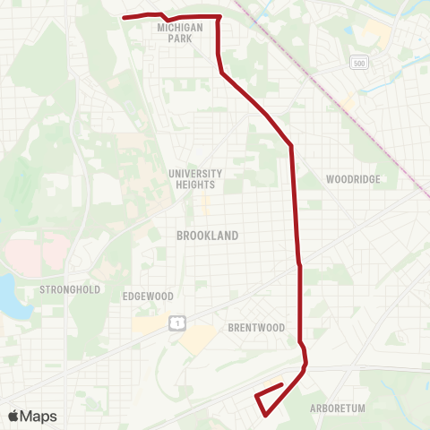 Metrobus Ivy City-Fort Totten map