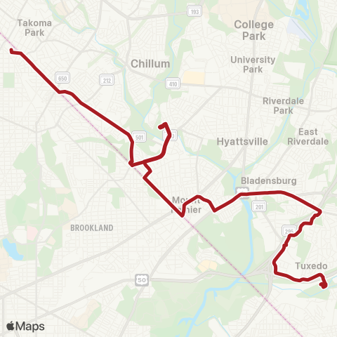 Metrobus Chillum Road map