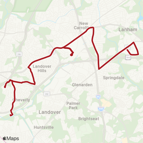 Metrobus Cheverly-Washington Bus Park Ln map