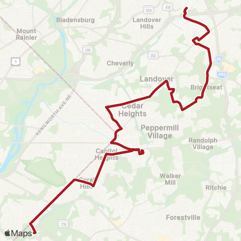 Metrobus Sheriff Road-Capitol Heights Ln map