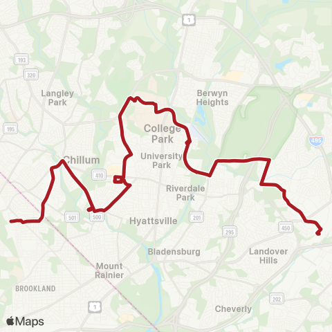 Metrobus New Carrollton-Fort Totten map