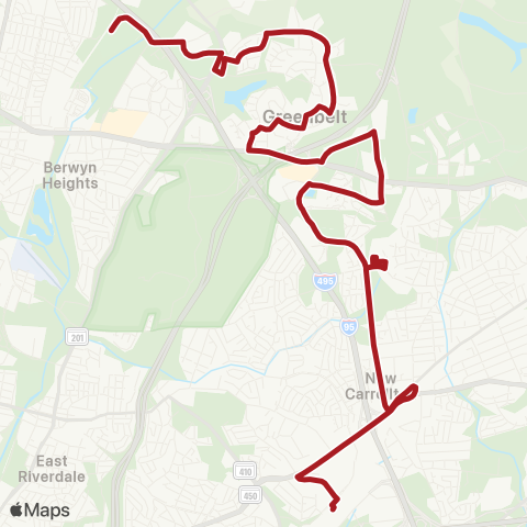 Metrobus Greenbelt-New Carrollton map