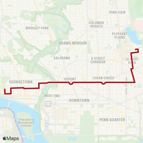 Metrobus P Street-Ledroit Park map