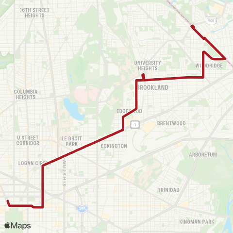 Metrobus Rhode Island Avenue map