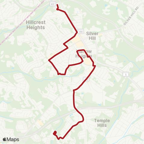 Metrobus Marlow Heights-Temple Hills map