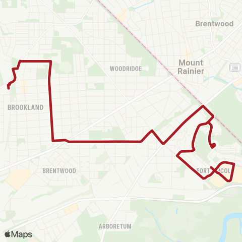 Metrobus Brookland-Fort Lincoln map