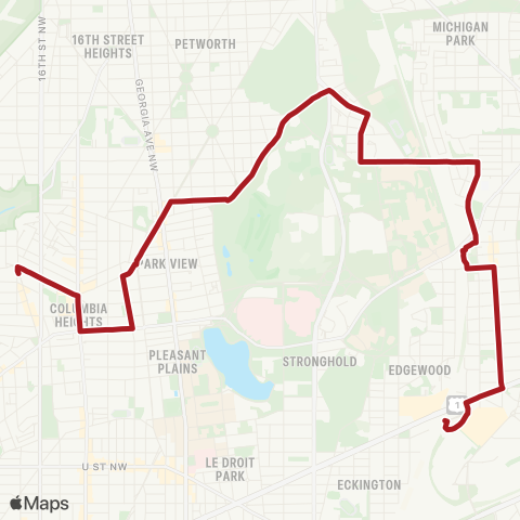 Metrobus Park Road-Brookland map