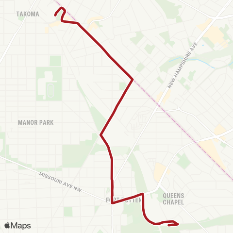 Metrobus Takoma-Fort Totten map