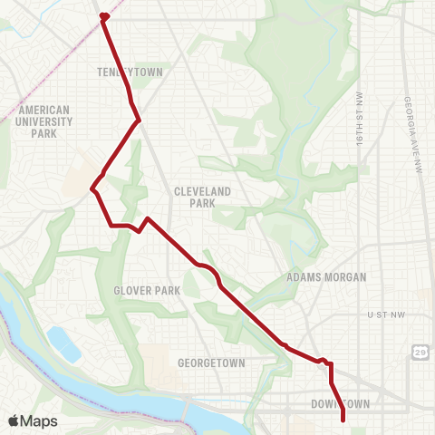 Metrobus Massachusetts Ave map