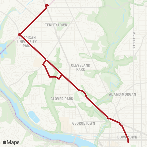 Metrobus Massachusetts Ave map