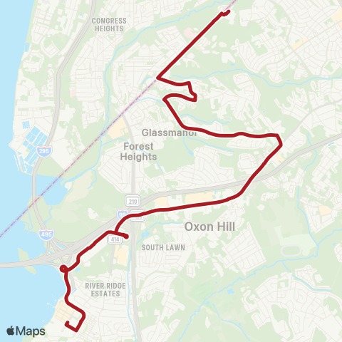 Metrobus National Harbor - Southern Ave map