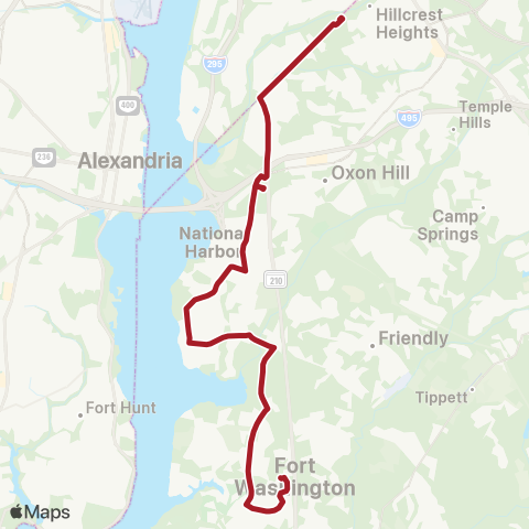 Metrobus Oxon Hill-Fort Washington map