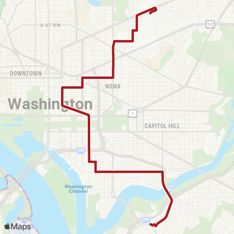 Metrobus Anacostia-Eckington map