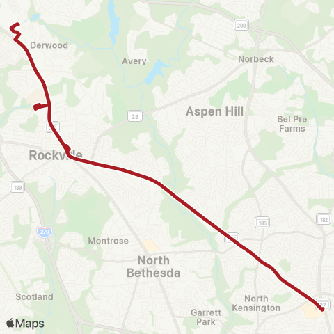 Metrobus Veirs Mill Road map