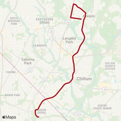 Metrobus Riggs Road map