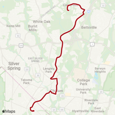 Metrobus Riggs Road map