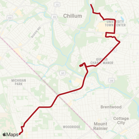 Metrobus Queens Chapel Road map