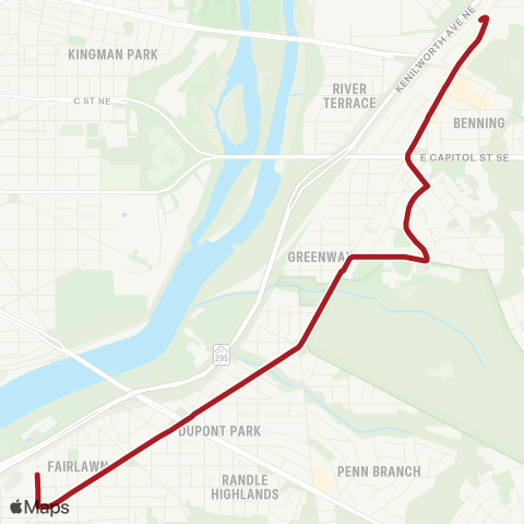 Metrobus Minnesota Ave - Anacostia map