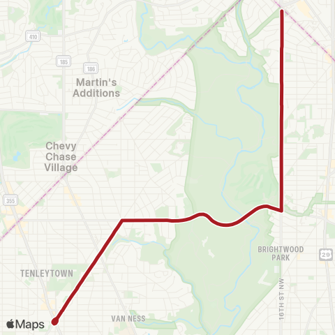 Metrobus 16th St - Tenleytown map