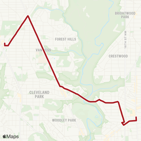 Metrobus 16th St - Tenleytown map