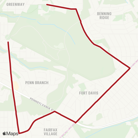 Metrobus Fort Dupont Shuttle map