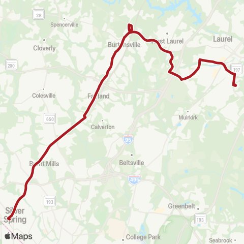 Metrobus Laurel-Burtonsville Express map