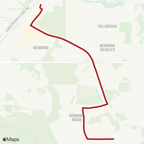 Metrobus Benning Heights - Alabama Avenue map