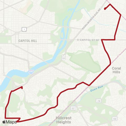 Metrobus Deanwood-Alabama Ave map