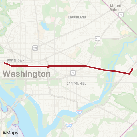 Metrobus Benning Road-H Street map