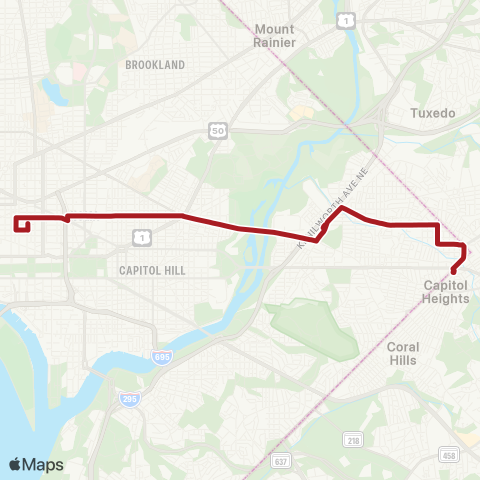 Metrobus Benning Road-H Street Limited map