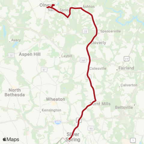 Metrobus Colesville - Ashton map