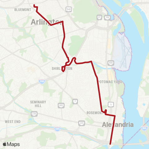 Metrobus Hunting Point-Ballston map