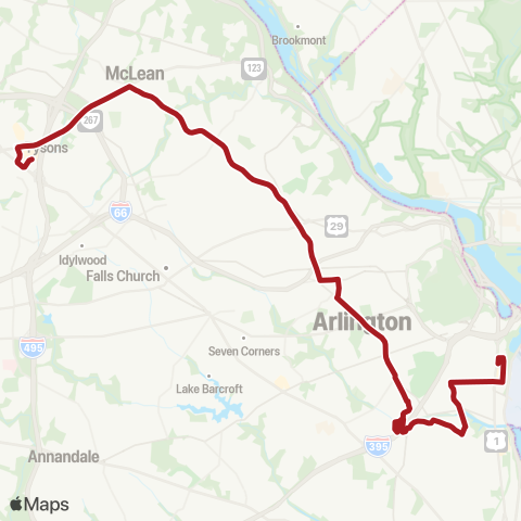 Metrobus McLean-Crystal City map