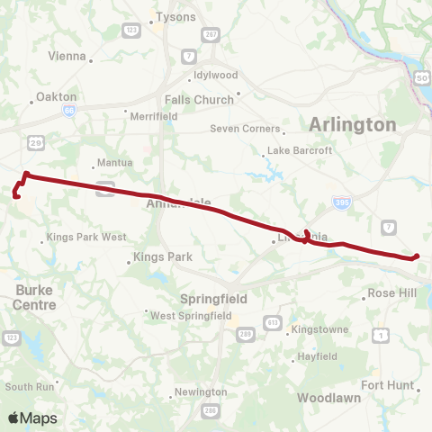 Metrobus Alexandria-Fairfax map