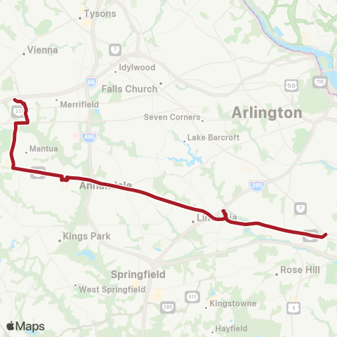 Metrobus Alexandria-Fairfax map