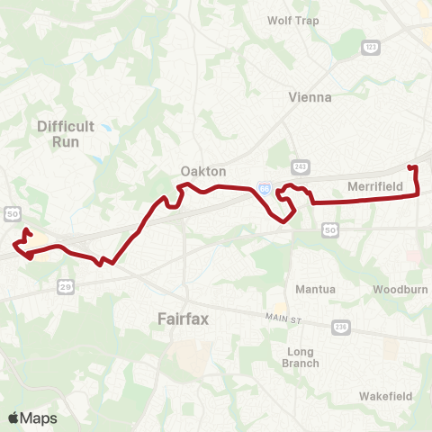 Metrobus Fair Oaks-Jermantown Road map