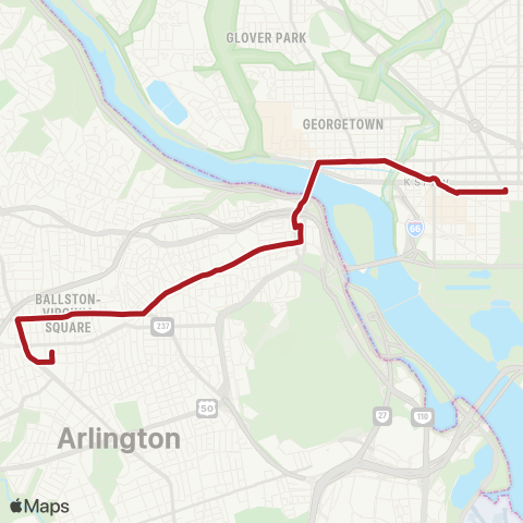 Metrobus Ballston-Farragut Square map