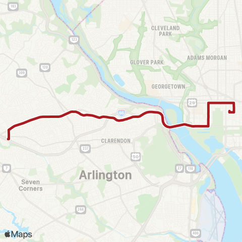 Metrobus Langston Blvd - McPherson Sq map