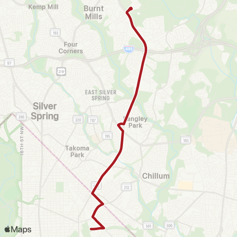 Metrobus New Hampshire Ave-Md Limited Ln map