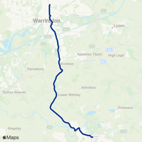 Warrington's Own Buses  map