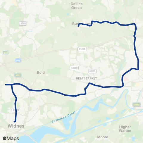 Warrington's Own Buses  map