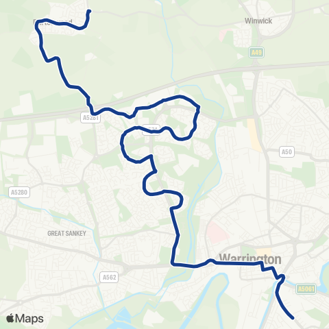 Warrington's Own Buses  map