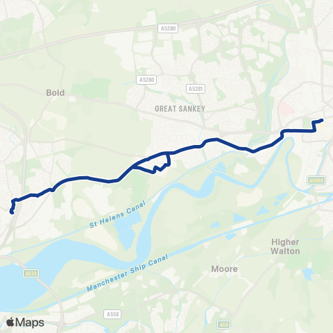 Warrington's Own Buses  map