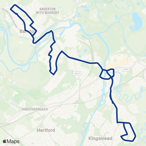 Warrington's Own Buses  map