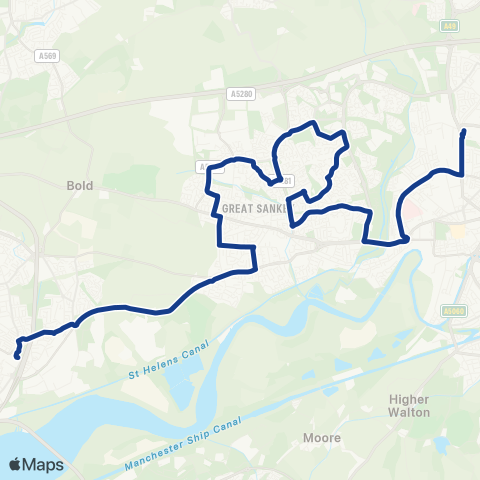 Warrington's Own Buses  map