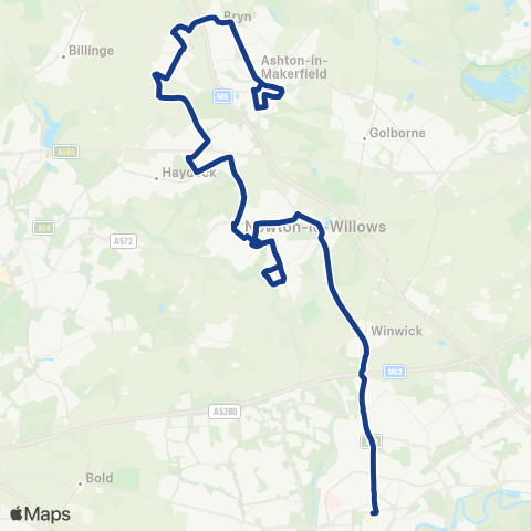 Warrington's Own Buses  map