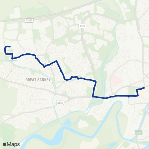 Warrington's Own Buses  map